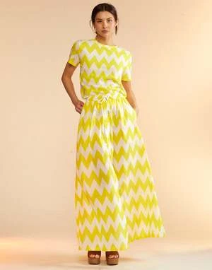 CYNTHIA ROWLEYMosaic Skirt - Yellow/White 3 CYNTHIA ROWLEYMosaic Skirt - Yellow/White - Image 3
