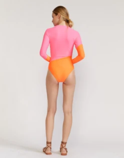 CYNTHIA ROWLEYNazare Colorblock Surfsuit - Pink/Orange