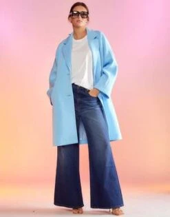 CYNTHIA ROWLEYNeoprene Bonded Coat - Blue