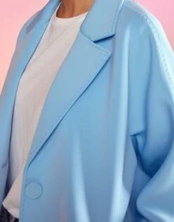 CYNTHIA ROWLEYNeoprene Bonded Coat - Blue -Cynthia Rowley Shop Neoprene Bonded Coat 20230215225949 4