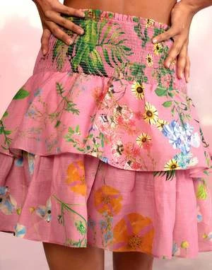 CYNTHIA ROWLEYNola Smocked Skirt - Pink 5 CYNTHIA ROWLEYNola Smocked Skirt - Pink - Image 5