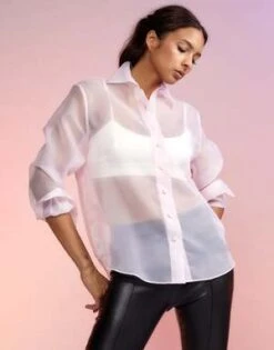 CYNTHIA ROWLEYOrganza Button Down Shirt - Light Pink -Cynthia Rowley Shop Organza Button Down Shirt 20230503191844