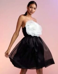 CYNTHIA ROWLEYOrganza Flower Strapless Dress -Cynthia Rowley Shop Organza Flower Strapless Dress 20221207195252 2