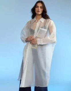 CYNTHIA ROWLEYOrganza Shirt Dress - White -Cynthia Rowley Shop Organza Shirt Dress 20221222035329