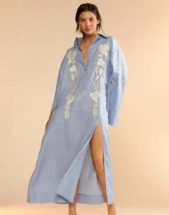 CYNTHIA ROWLEYPiana Embroidered Dress - Blue