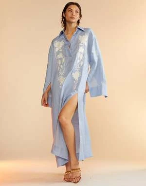 CYNTHIA ROWLEYPiana Embroidered Dress - Blue 5 CYNTHIA ROWLEYPiana Embroidered Dress - Blue - Image 5