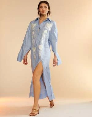 CYNTHIA ROWLEYPiana Embroidered Dress - Blue 3 CYNTHIA ROWLEYPiana Embroidered Dress - Blue - Image 3