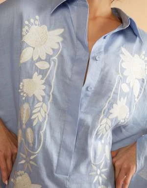 CYNTHIA ROWLEYPiana Embroidered Dress - Blue 9 CYNTHIA ROWLEYPiana Embroidered Dress - Blue - Image 9