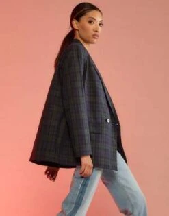 CYNTHIA ROWLEYPlaid Oversized Blazer - Black/White -Cynthia Rowley Shop Plaid Oversized Blazer 20230927193221 1