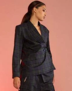 CYNTHIA ROWLEYPlaid Oversized Blazer - Black/White -Cynthia Rowley Shop Plaid Oversized Blazer 20230927193221 2