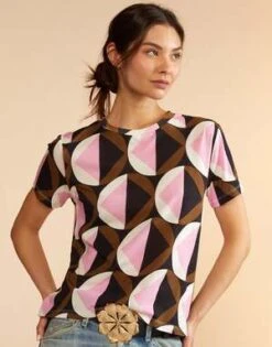 CYNTHIA ROWLEYPrinted T-Shirt - Geo Blue/Pink