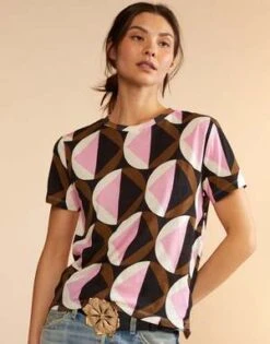 CYNTHIA ROWLEYPrinted T-Shirt - Geo Blue/Pink -Cynthia Rowley Shop Printed T Shirt 20230729225432 1