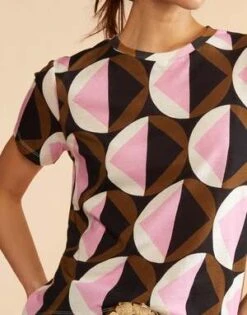CYNTHIA ROWLEYPrinted T-Shirt - Geo Blue/Pink -Cynthia Rowley Shop Printed T Shirt 20230729225432 2
