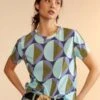 CYNTHIA ROWLEYPrinted T-Shirt - Geo Green/Blue