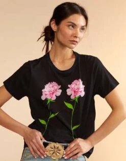 CYNTHIA ROWLEYPrinted T-Shirt - Flower/Black -Cynthia Rowley Shop Printed T Shirt 20230817195143 1