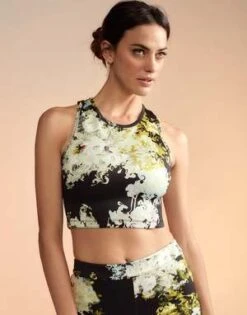 CYNTHIA ROWLEYRacer Bonded Tank - Smokey/Black Floral