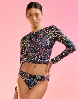 CYNTHIA ROWLEYReef Bikini Bottom - Black Floral 2 CYNTHIA ROWLEYReef Bikini Bottom - Black Floral - Image 2