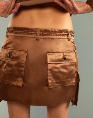 CYNTHIA ROWLEYS Cargo Skirt - Coffee 2 CYNTHIA ROWLEYS Cargo Skirt - Coffee - Image 2