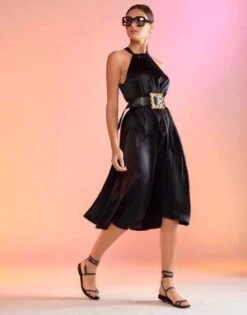 CYNTHIA ROWLEYSalerno Silk Halter Dress - Black -Cynthia Rowley Shop Salerno Silk Halter Dress 20230224234213 2