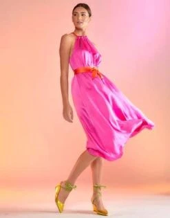 CYNTHIA ROWLEYSalerno Silk Halter Dress - HTPNK
