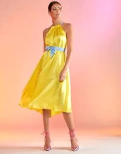 CYNTHIA ROWLEYSalerno Silk Halter Dress - Yellow -Cynthia Rowley Shop Salerno Silk Halter Dress 20230224234221 2