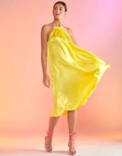 CYNTHIA ROWLEYSalerno Silk Halter Dress - Yellow -Cynthia Rowley Shop Salerno Silk Halter Dress 20230224234222 2
