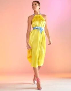 CYNTHIA ROWLEYSalerno Silk Halter Dress - Yellow -Cynthia Rowley Shop Salerno Silk Halter Dress 20230224234223 1