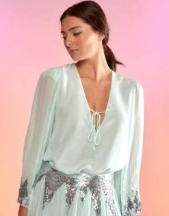CYNTHIA ROWLEYSelene Sequin Blouse - MINT -Cynthia Rowley Shop Selene Sequin Blouse 20230303185134 1