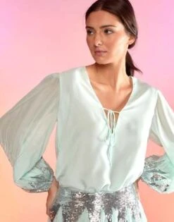 CYNTHIA ROWLEYSelene Sequin Blouse - MINT -Cynthia Rowley Shop Selene Sequin Blouse 20230303185135
