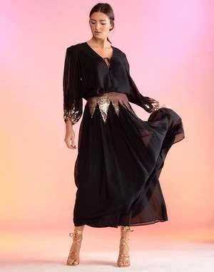 CYNTHIA ROWLEYSelene Sequin Skirt - Black 3 CYNTHIA ROWLEYSelene Sequin Skirt - Black - Image 3