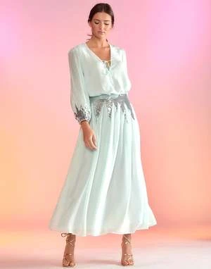 CYNTHIA ROWLEYSelene Sequin Skirt - MINT 3 CYNTHIA ROWLEYSelene Sequin Skirt - MINT - Image 3