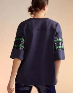 CYNTHIA ROWLEYSequin Football Jersey Top - Navy -Cynthia Rowley Shop Sequin Football Jersey 20221114232143 2
