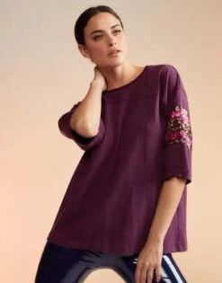 CYNTHIA ROWLEYSequin Football Jersey Top - WINE