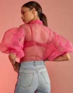 CYNTHIA ROWLEYSheer Bliss Blouse - Hot Pink -Cynthia Rowley Shop Sheer Bliss Blouse 20230907225131