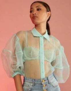 CYNTHIA ROWLEYSheer Bliss Blouse - Mint