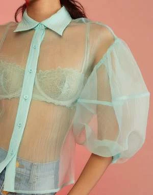 CYNTHIA ROWLEYSheer Bliss Blouse - Mint 3 CYNTHIA ROWLEYSheer Bliss Blouse - Mint - Image 3