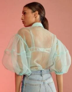 CYNTHIA ROWLEYSheer Bliss Blouse - Mint 8 CYNTHIA ROWLEYSheer Bliss Blouse - Mint -Cynthia Rowley Shop Sheer Bliss Blouse 20230907225134 2