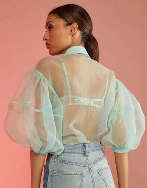 CYNTHIA ROWLEYSheer Bliss Blouse - Mint 4 CYNTHIA ROWLEYSheer Bliss Blouse - Mint - Image 4