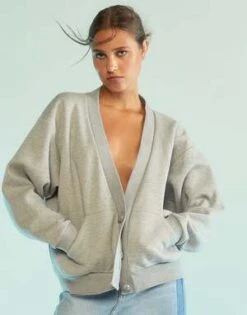 CYNTHIA ROWLEYSweatshirt Cardigan - Heather Grey