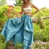CYNTHIA ROWLEYTaffeta Cargo Skirt - Blue