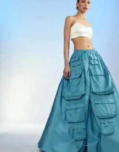 CYNTHIA ROWLEYTaffeta Cargo Skirt - Blue -Cynthia Rowley Shop Taffeta Cargo Skirt 20230729225545