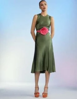 CYNTHIA ROWLEYThe Silk Dress - Dark Green -Cynthia Rowley Shop The Silk Dress 20230527005037 1