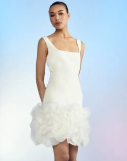 CYNTHIA ROWLEY Kourtney Organza Flower Hem Dress