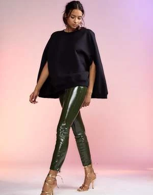 CYNTHIA ROWLEYVegan Leather Pants - Dark Green 4 CYNTHIA ROWLEYVegan Leather Pants - Dark Green - Image 4