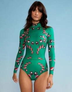 CYNTHIA ROWLEYVine Floral High Cut Wetsuit - Green Vine Floral -Cynthia Rowley Shop Vine Floral High Cut Wetsuit 20221013201956 2