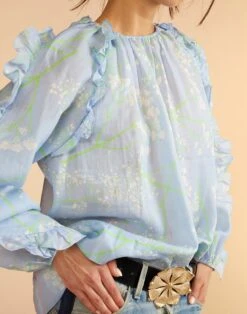 CYNTHIA ROWLEY Claudia Ruffle Blouse -Cynthia Rowley Shop bbtopblue5