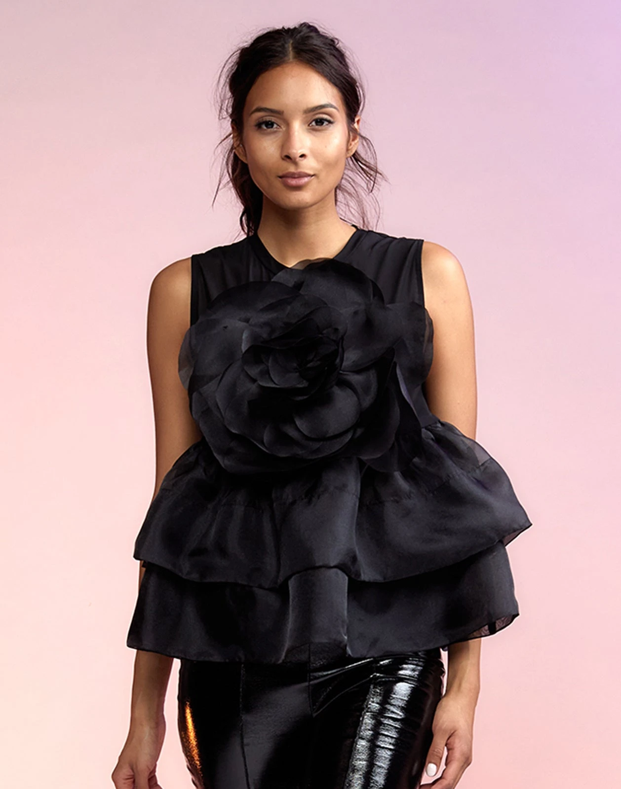 CYNTHIA ROWLEY Chloe Organza Flower Top 2 CYNTHIA ROWLEY Chloe Organza Flower Top - Image 2