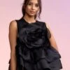 CYNTHIA ROWLEY Chloe Organza Flower Top