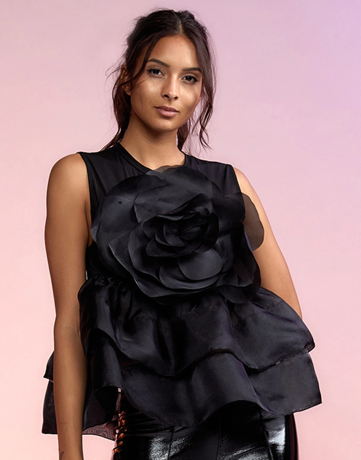 CYNTHIA ROWLEY Chloe Organza Flower Top 1 CYNTHIA ROWLEY Chloe Organza Flower Top