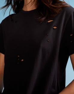 CYNTHIA ROWLEY Distressed Tee -Cynthia Rowley Shop blktee8